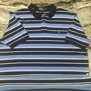 Polo by Ralph Lauren Mens XXL cotton polo shirt. Blues and white striped